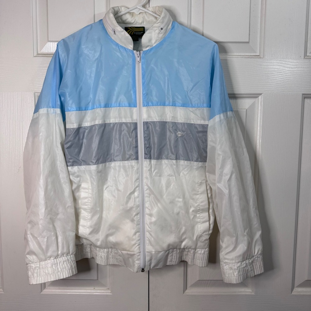 VTG DUNLOP Pro Special Adult Medium Full Zip Windbreaker Blue Pickleball Retro‎